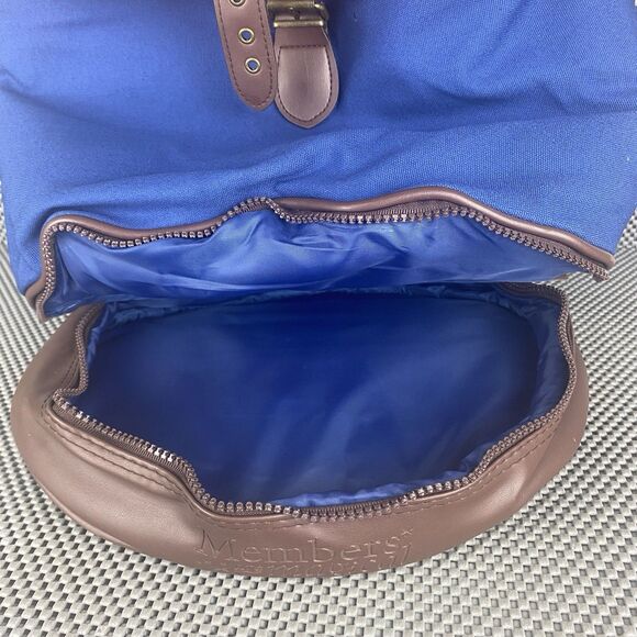 Disney Vacation Club Backpack Blue Brown Faux Leather Canvas Zipper Outdoor Bag main image 2